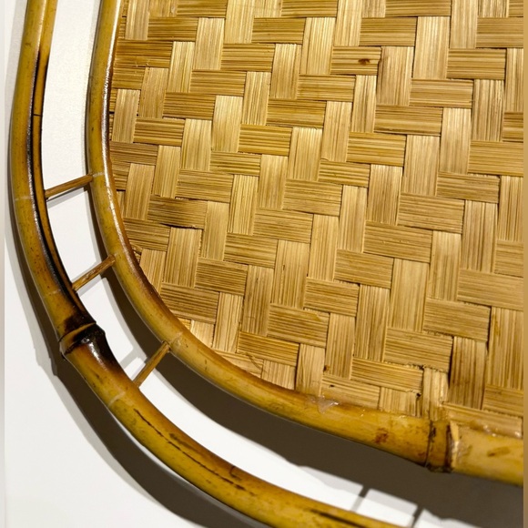 Set of 2 Vintage Bamboo Woven Serving Trays 1950’s Mid Century Boho XL - Picture 3 of 8